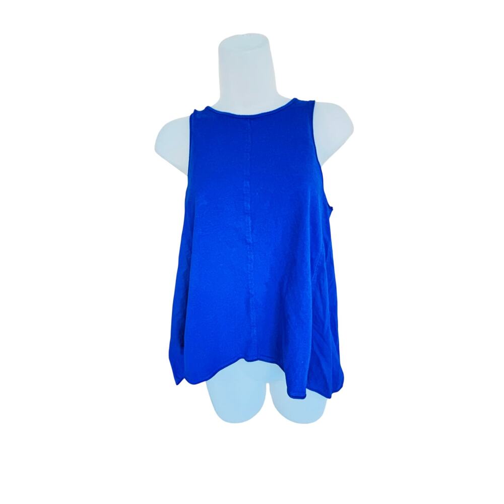 Madewell blue cotton open cross back blouse top Sz XSMALL